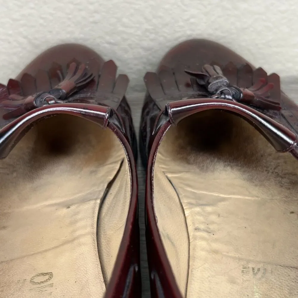 Ferragamo Wingtip Kiltie Tassel Loafer Burgundy Leather Men Size 11.5B Oxblood